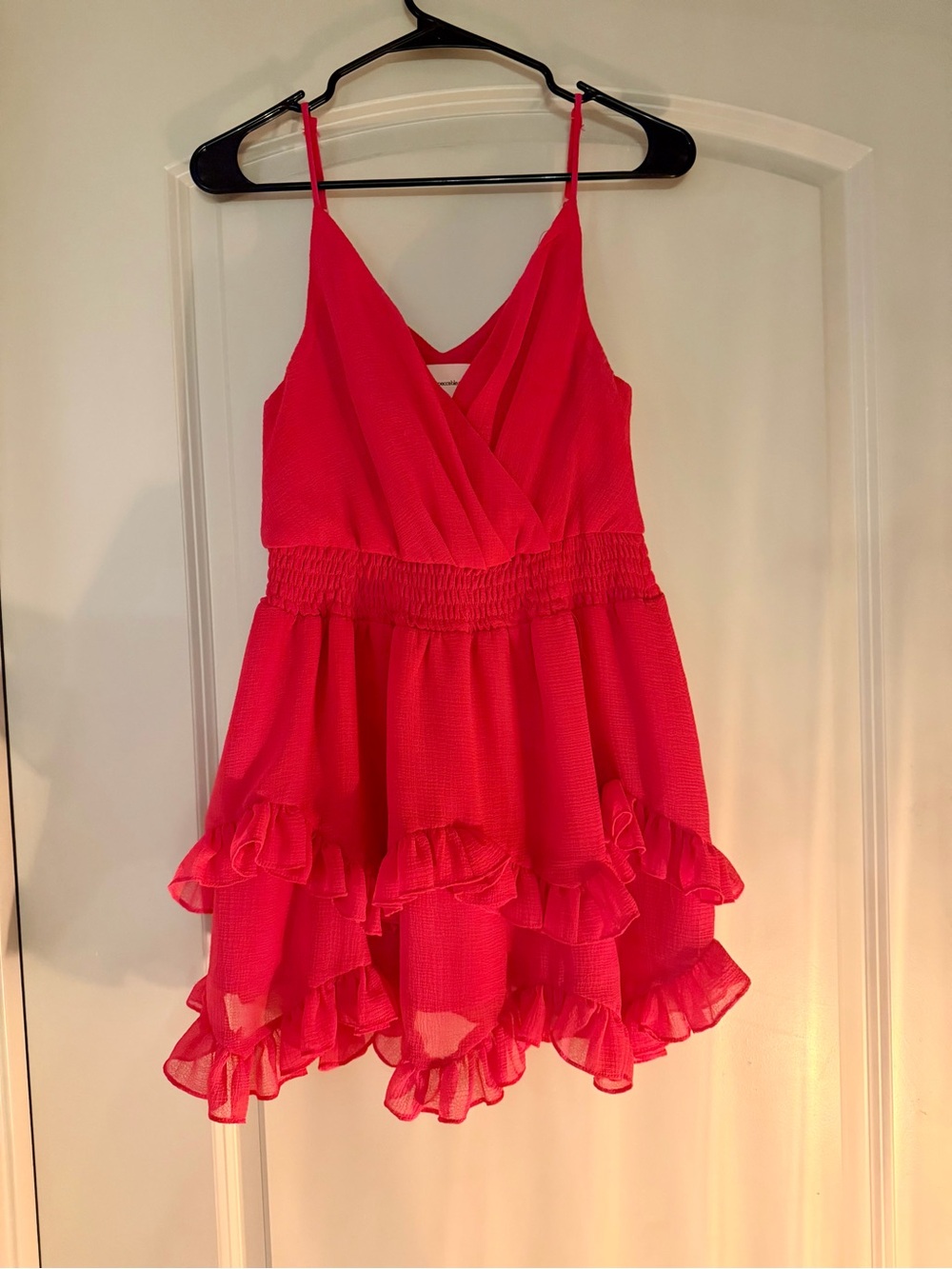The Impeccable Pig Bright Pink Ruffle Mini Dress